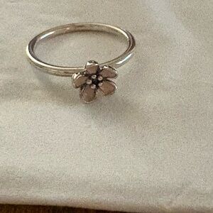 Silver and Pink Floral Ring